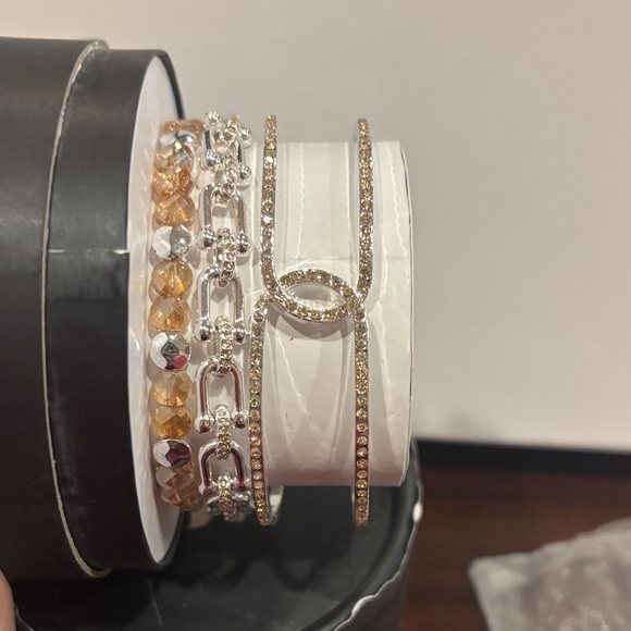 Bomb Party Jewelry - Smokey topaz and Silver Bracelet Set
